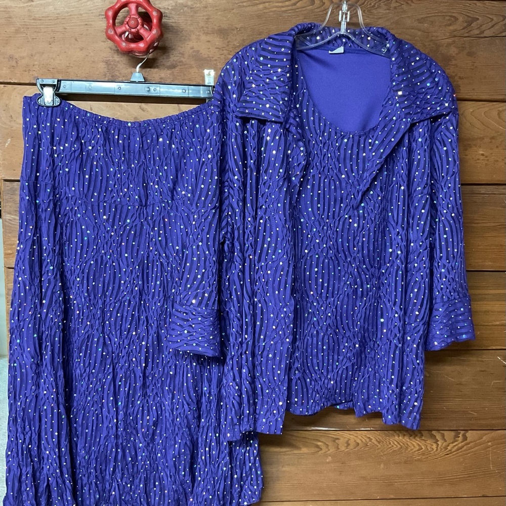Maxima Women’s Skirt Jacket Tank - 3X - Purplee Rhinestone